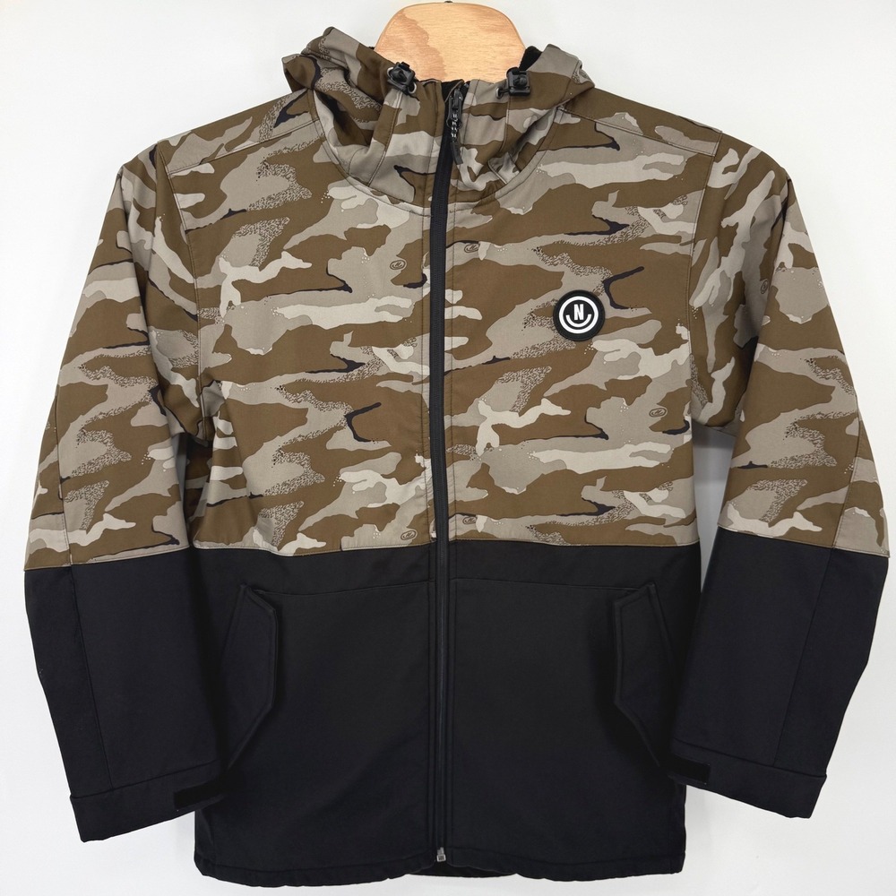 Neff Softshell Jacket Mens Medium Camo Black Hooded Fleece Lined V19F6202
